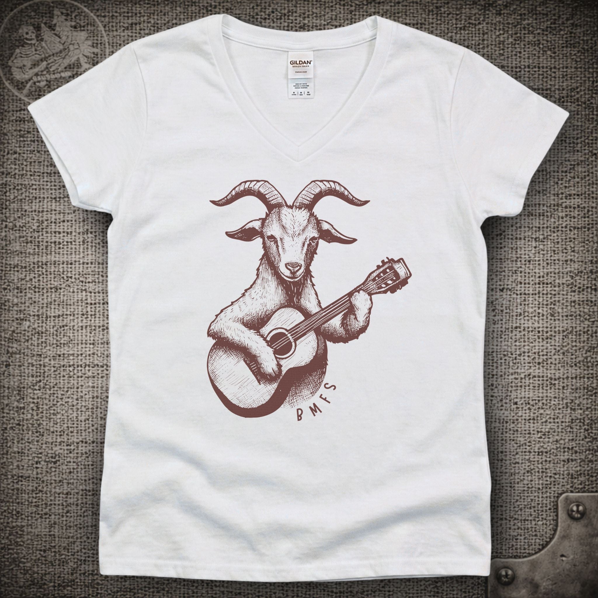 Goat & Guitar | Billy Strings Shakedown Lot Style Ladies V-Neck Tee