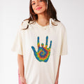 Jerry Garcia Hand t-shirt with tie-dye lot style artwork on Comfort Colors 1717
