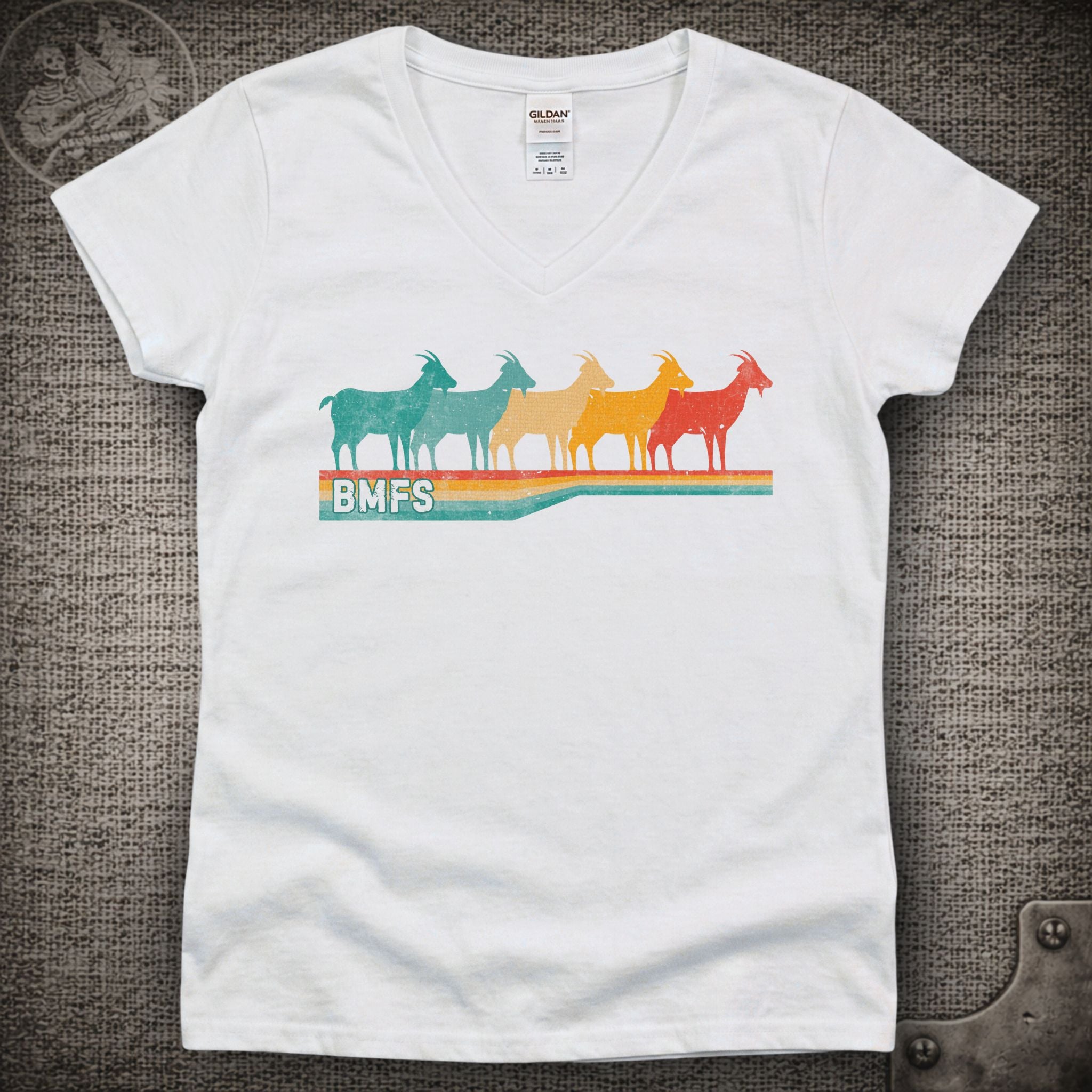 BMFS Retro Goats | Billy Strings Shakedown Lot Style Ladies V-Neck Tee