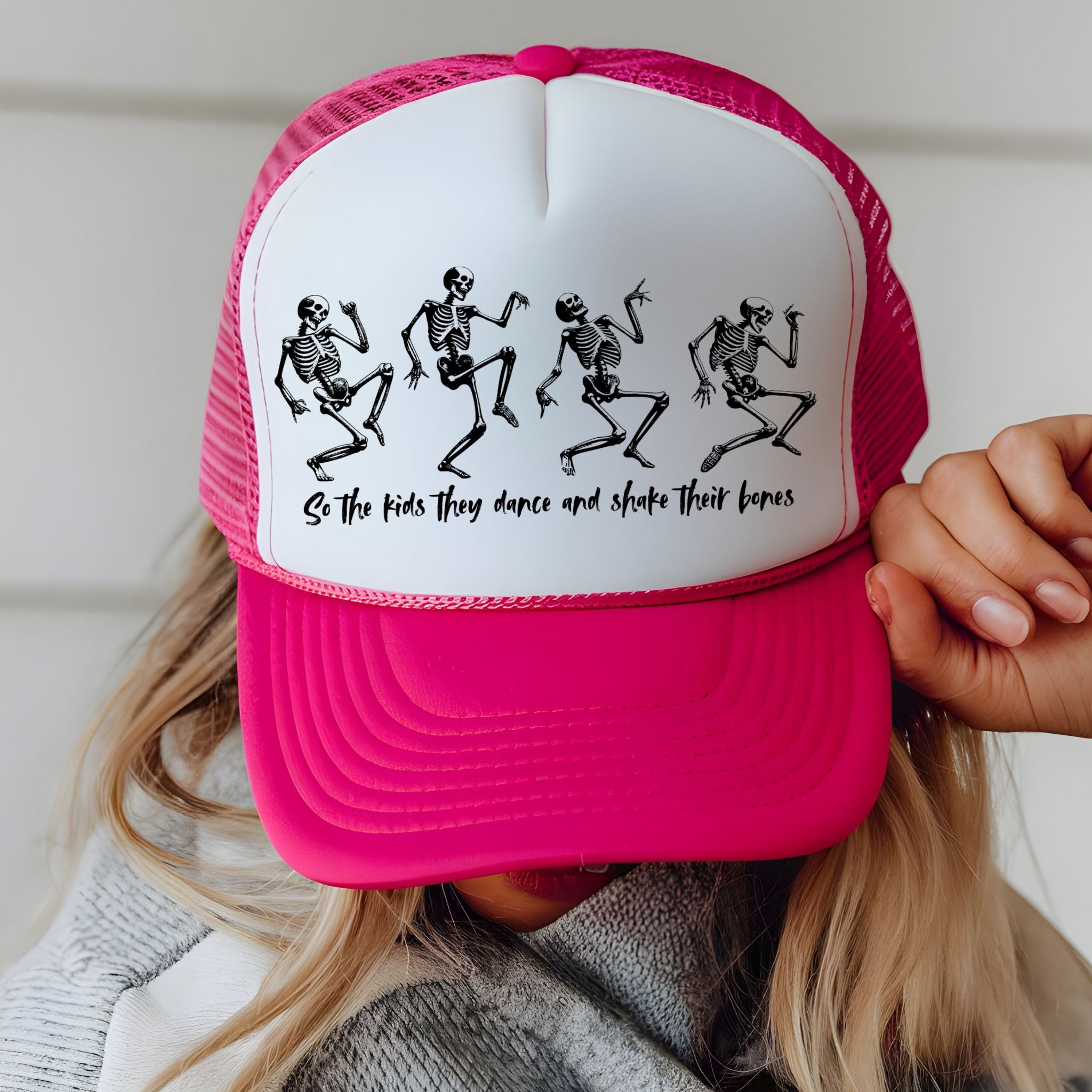 Throwing Stones | Grateful Dead Inspired Dancing Skeletons Trucker Hat