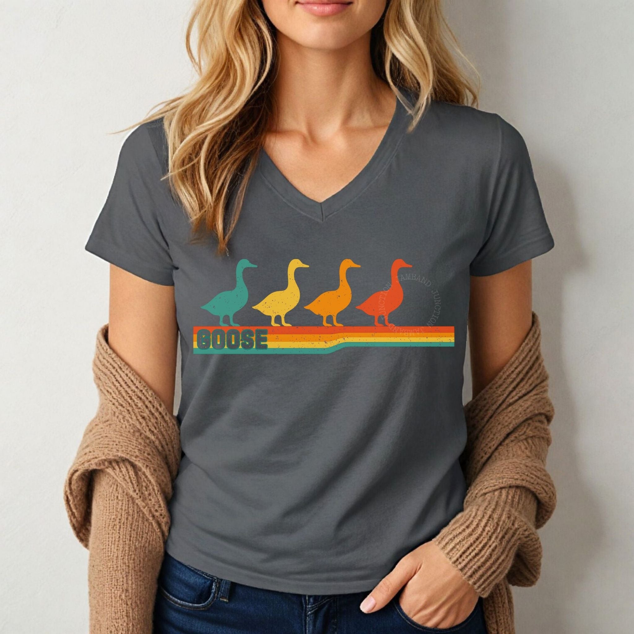 Retro Geese | Goose Shakedown Lot Ladies V-Neck Tee